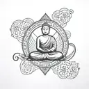meditating buddhist in peace small symbol tattoo design idea