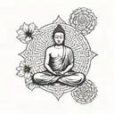 meditating buddhist in peace small symbol tattoo design idea