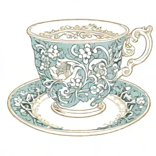 tea cup with 143 hidden in the details tattoo design idea