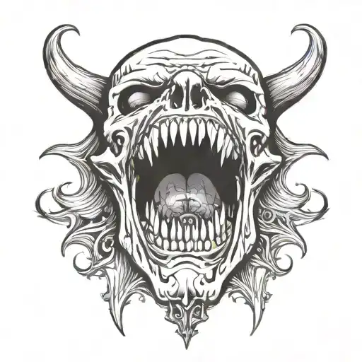 vampire skull wih mouth open tattoo design idea