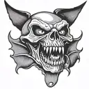 vampire skull wih mouth open tattoo design idea