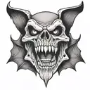 vampire skull wih mouth open tattoo design idea
