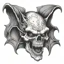 vampire skull wih mouth open tattoo design idea