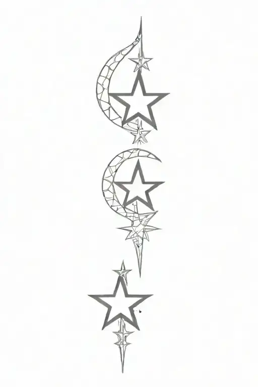 Black stars with expresive ornamnets of Martin Flacher tattoo design idea