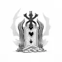 a graveyard covered by countless swords tattoo design idea