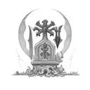 a graveyard covered by countless swords tattoo design idea