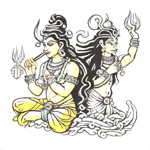 lord shiva and parvathy tattoo design idea