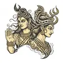 lord shiva and parvathy tattoo design idea