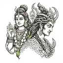 lord shiva and parvathy tattoo design idea