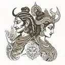 lord shiva and parvathy tattoo design idea