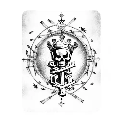 skies, Deck of cards, birds, Barbed wire, skeleton, angels, Roman numerals, Inspiring quotes, cross, crown, guns tattoo design idea