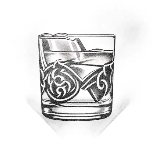 western saloon with a whiskey, tequila, gin, and wine on the bar tattoo design idea