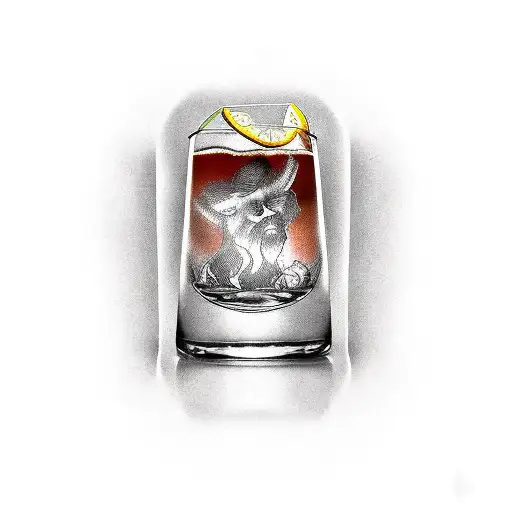 western saloon with a whiskey, tequila, gin, and wine on the bar tattoo design idea