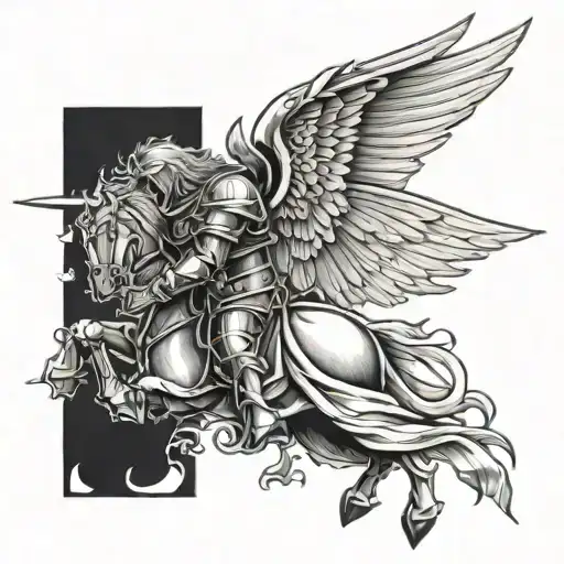 Knight Angel Back tattoo design idea