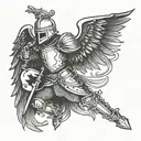 Knight Angel Back tattoo design idea