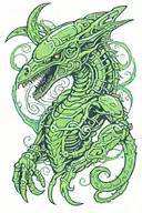 green xenomorph bird tattoo design idea