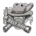 country themed, cowboy hat over a beer bottle with the words beer never broke my heart on the beer bottle label tattoo design idea
