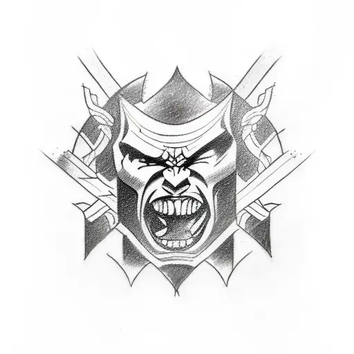 A sketch-style tattoo featuring a wrestler in an intense fighting stance, surrounded by symbols of war and power tattoo design idea