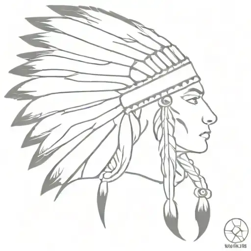 lone wolf stare indian headdress being worn tattoo design idea