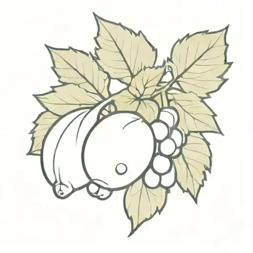 An Italian mob style tattoo featuring grape fruit/leaves and wine, designed to be slim and see-through, perfect for a male client tattoo design idea