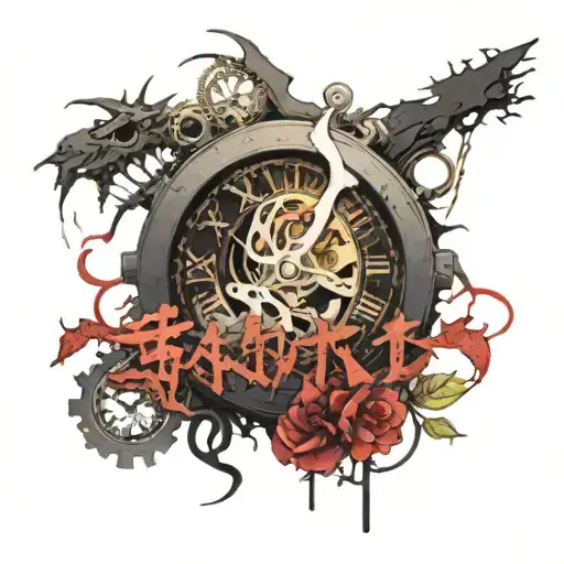 time,broken watch,japan word of hell you dreaming When tattoo design idea