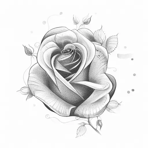 A beautiful blackwork tattoo of a wilting rose with the quote 'Aunque nuestras rosas se mueran, sé muy bien que la primavera llegará aunque no estemos juntos' tattoo design idea