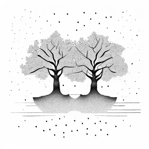 2 trees hugging each other tattoo design idea