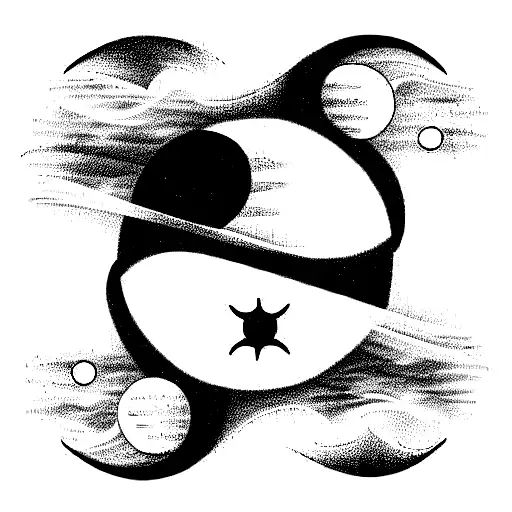 the sun, the moon and three stars rides up with a red string tattoo design idea