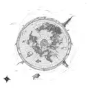 fantasy map with banners at locations across the map tattoo design idea