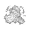 fantasy map with banners at locations across the map tattoo design idea