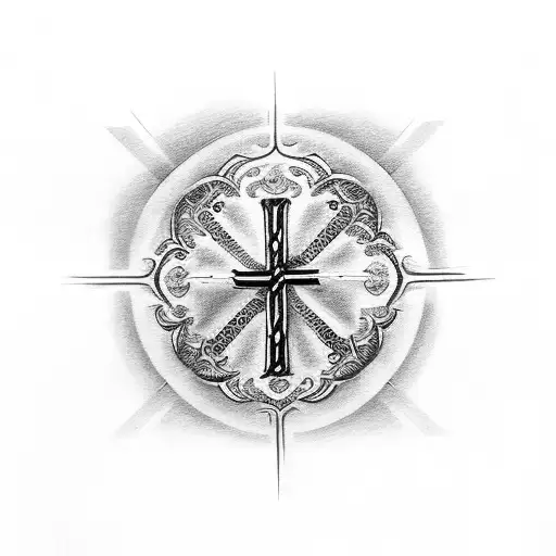 a cross that says prime la famiglia tattoo design idea