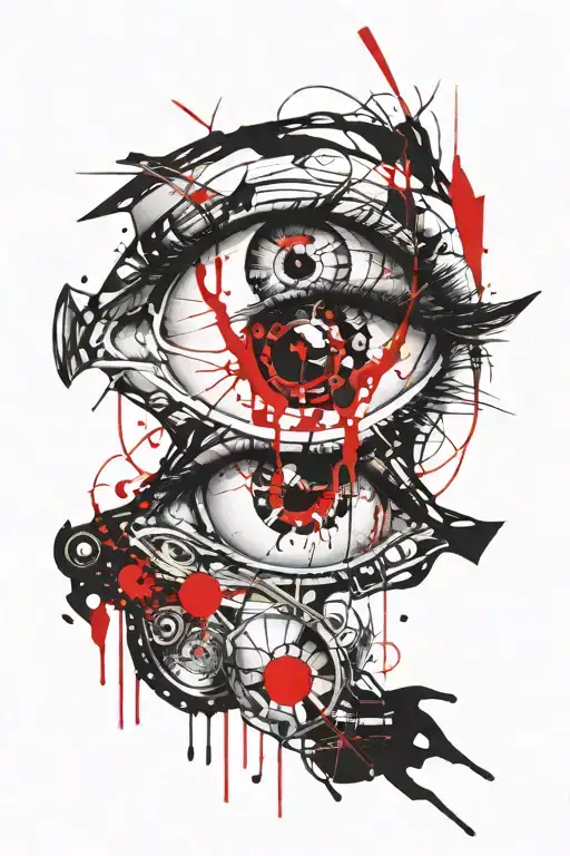 eye with stitches holding them together tattoo design idea