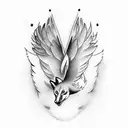dove wings with fox tattoo design idea