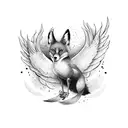 dove wings with fox tattoo design idea
