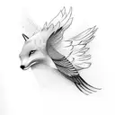 dove wings with fox tattoo design idea