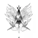 dove wings with fox tattoo design idea