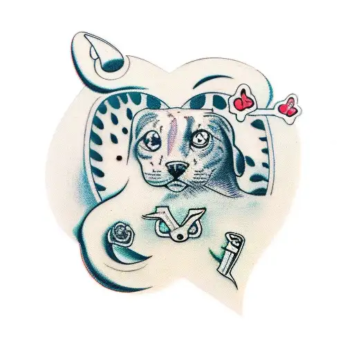 Scissors with paw prints tattoo design idea