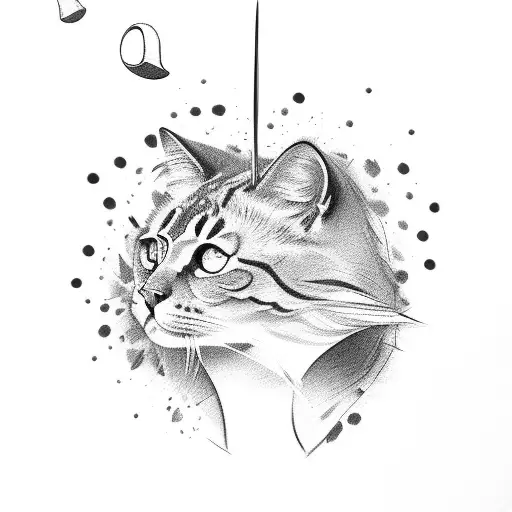 Scissors with paw prints tattoo design idea