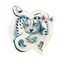 Scissors with paw prints tattoo design idea