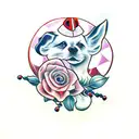 Scissors with paw prints tattoo design idea