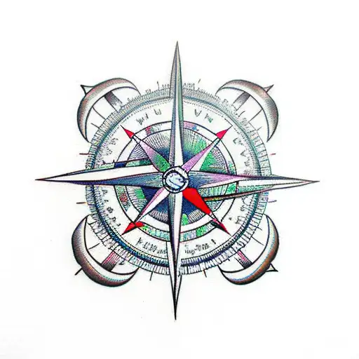 compass with indian arrow tattoo design idea