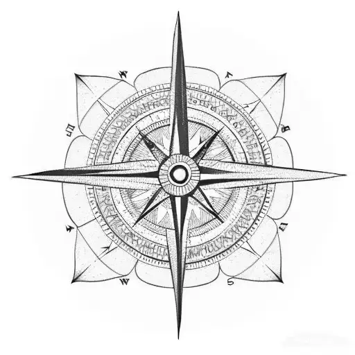 compass with indian arrow tattoo design idea