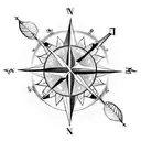 compass with indian arrow tattoo design idea