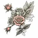 rose and ancient roman angels tattoo design idea
