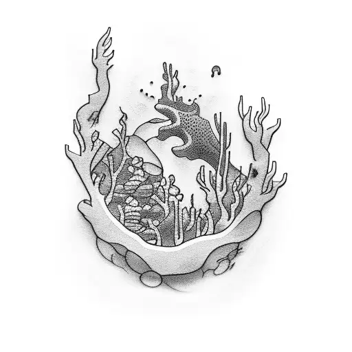 Underwater cave exploration tattoo design idea