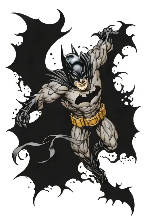 Create a tattoo for me that is a combination of Batman's villains that will tie into a photorealistic Michael Keaton Bat tattoo design idea