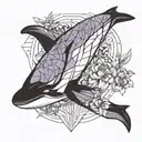 killer whale in lavender tattoo design idea