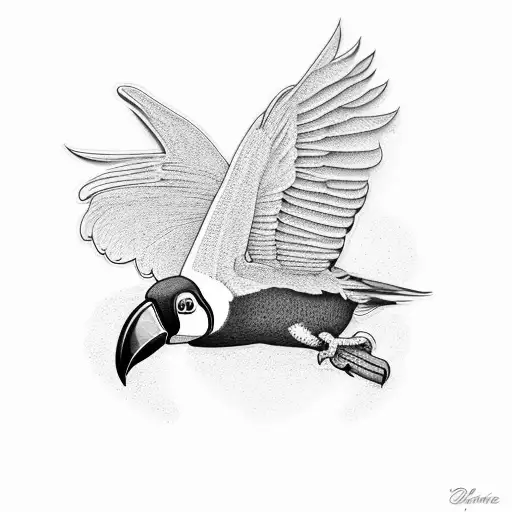 Guinness toucan with clover flying tattoo design idea