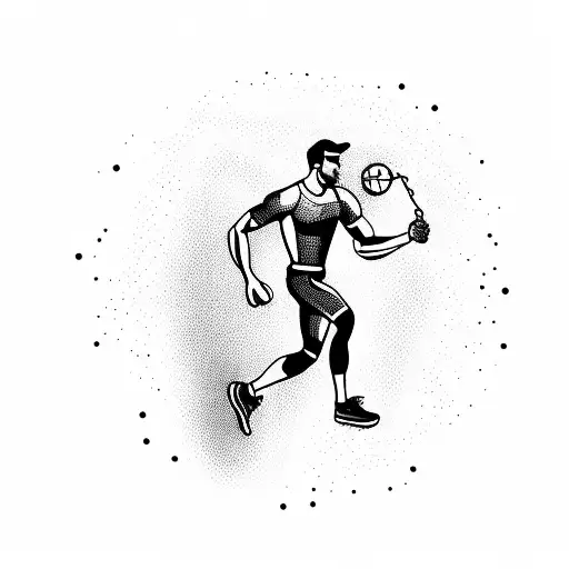 running sport man figure, using a drop of water as a base tattoo design idea