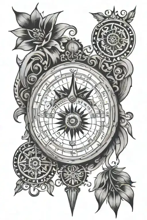 gypsy compass tattoo design idea
